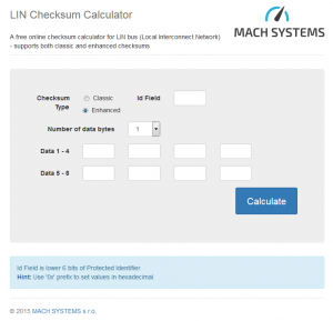 LIN Checksum Calculator printscreen